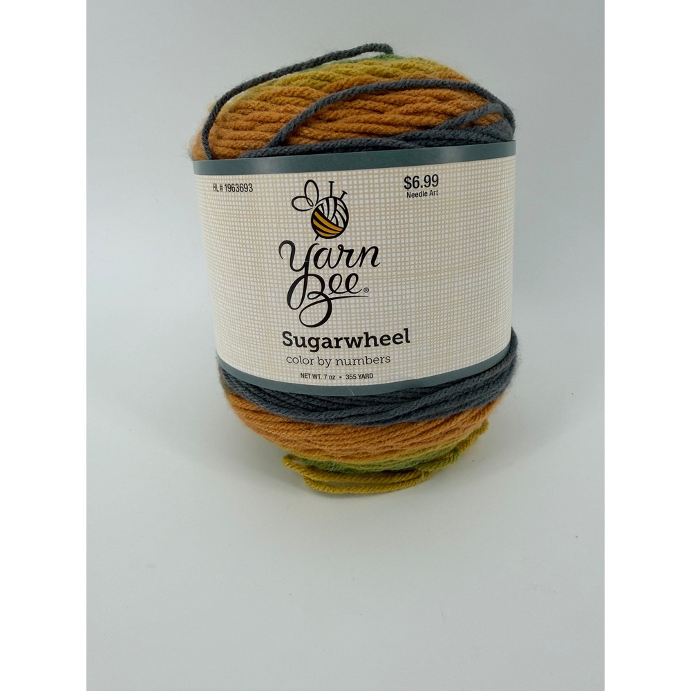 Yarn Bee Sugarwheel Color by Numbers Acrylic Yarn Autumn Orange Green Gray 355yd